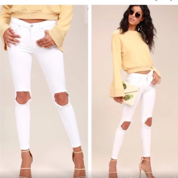 Free people distressed skinny jeans white in excellent condition size 24​ - Picture 3 of 6